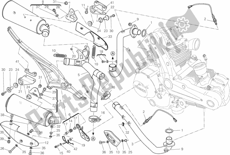 Todas as partes de Sistema De Exaustão do Ducati Monster 696 ABS 2012